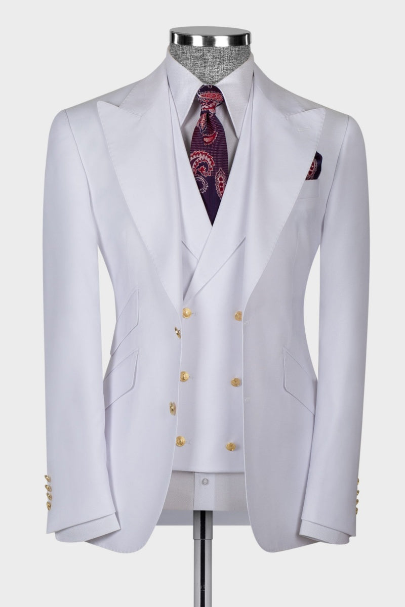 White New Arrival Peaked Lapel Business Suits With  Waistcoat