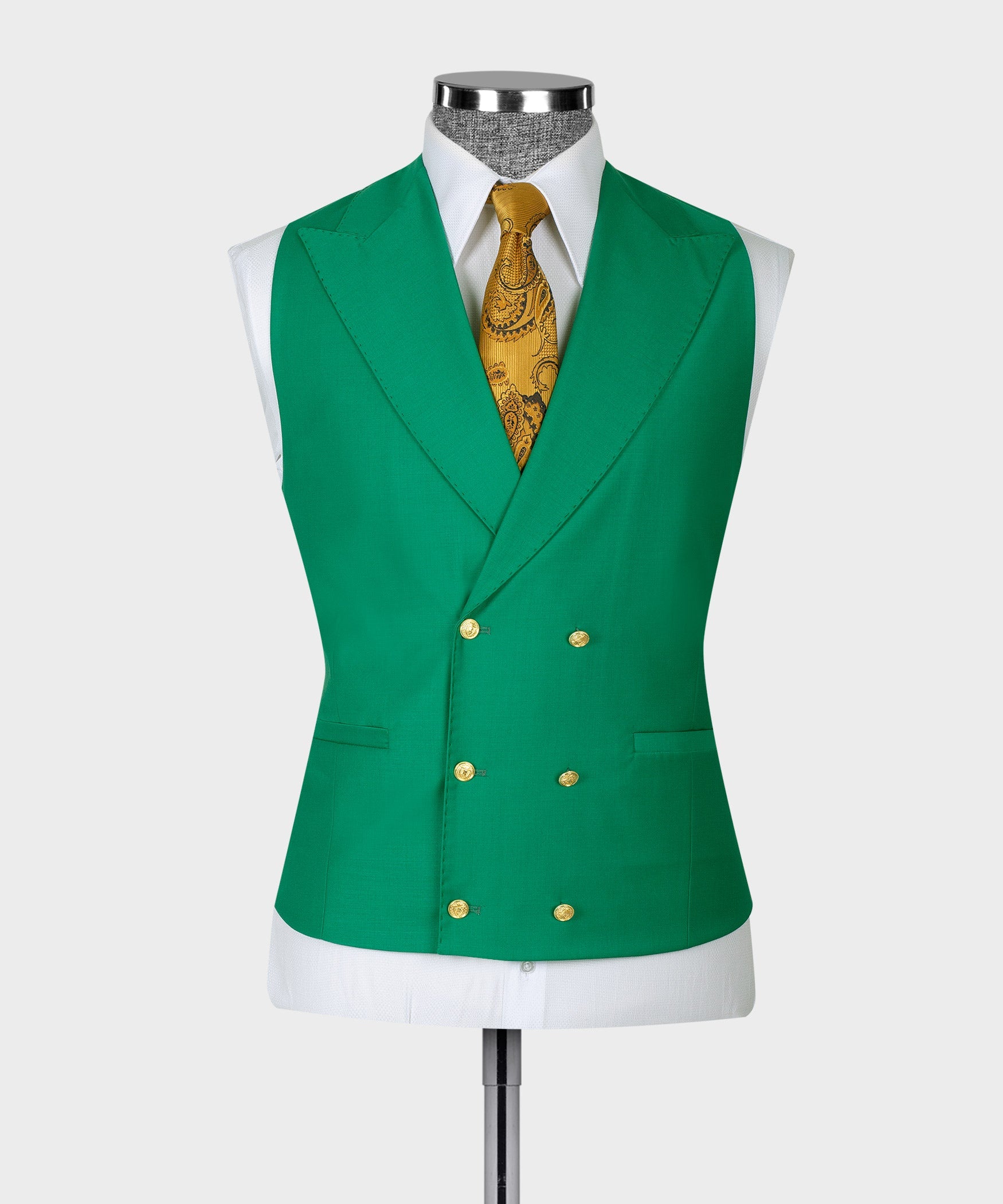 Glamorous Green Peaked Lapel Men Prom Suits With Waistcoat