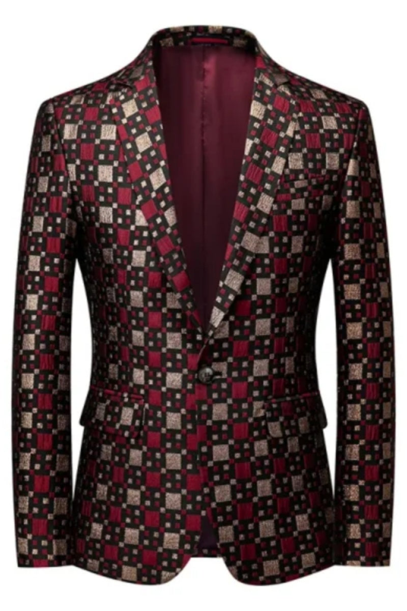 Fashion Slim Fit Plaid Jacquard Blazers For Men