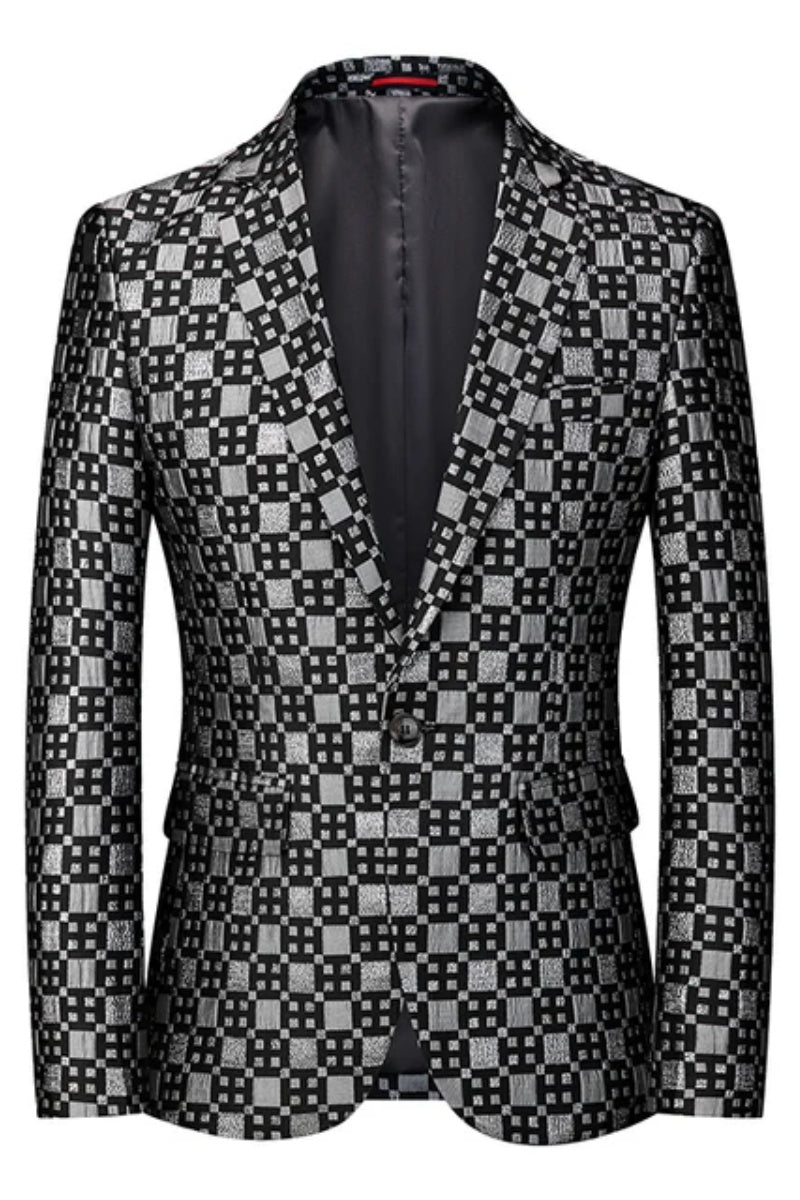 Fashion Slim Fit Plaid Jacquard Blazers For Men