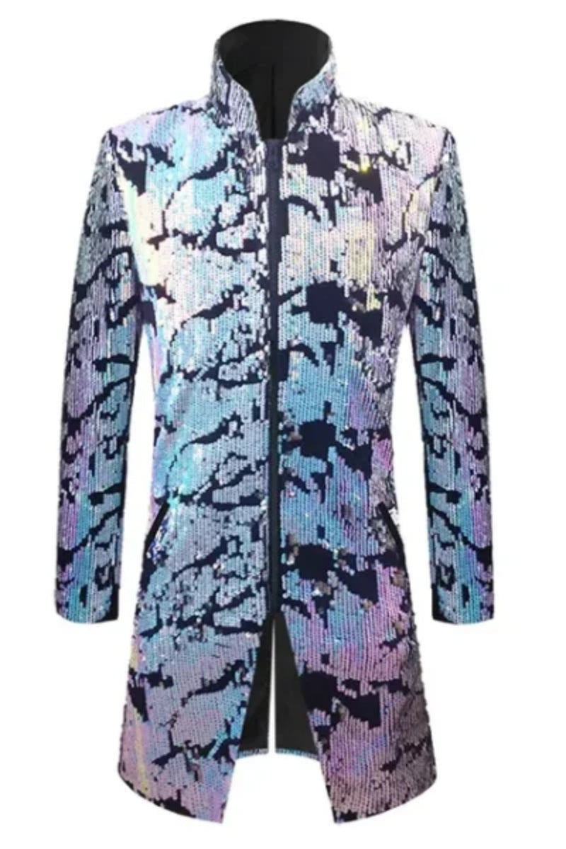 Men Sequins Stand Collar Fashion Blazer