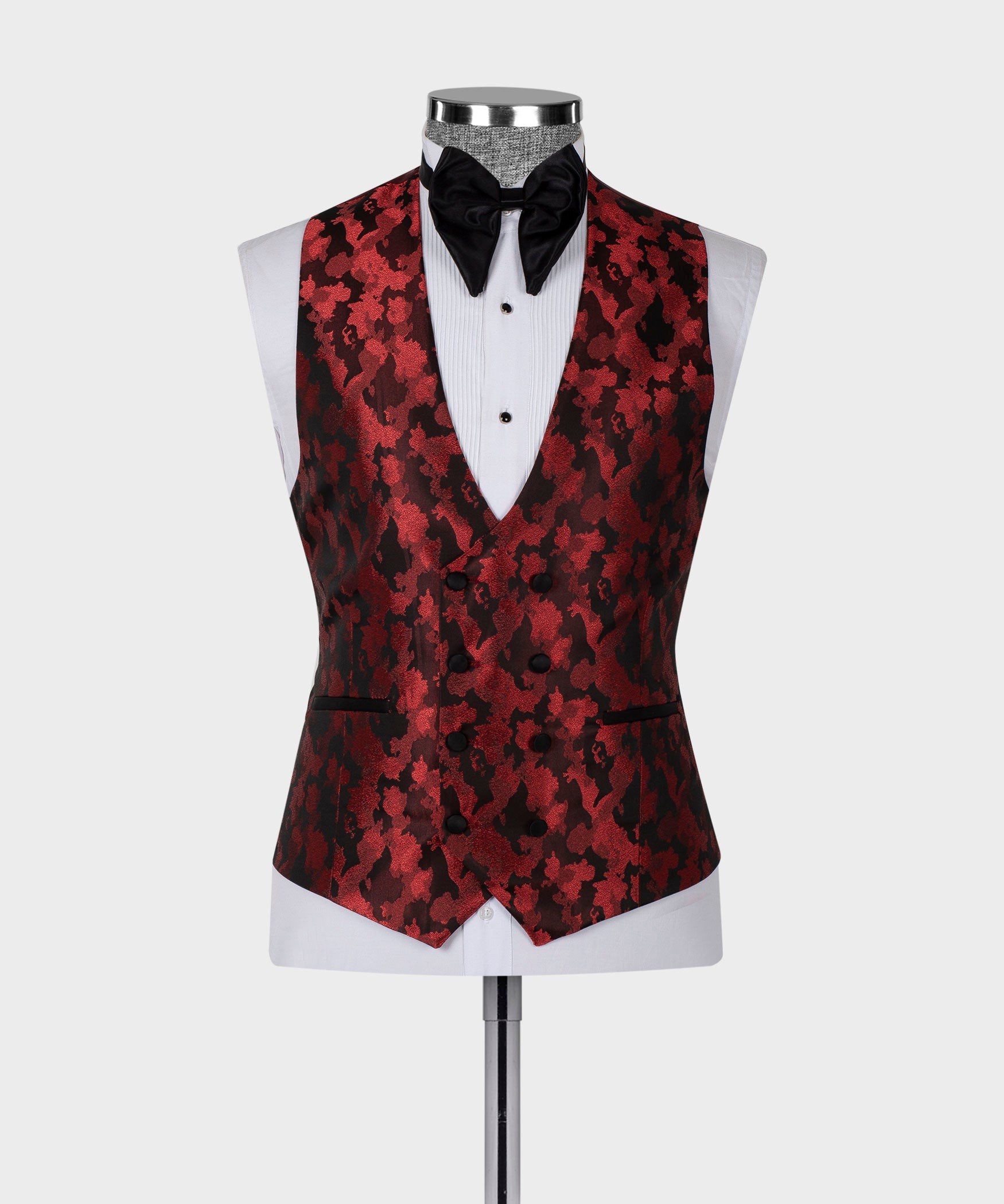Red Jacquard Newest Glamorous 3 Pieces Shawl Lapel Suits