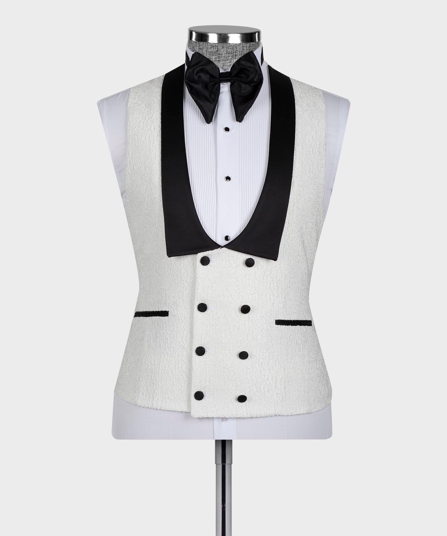 Popular White Jacquard Fashion Shawl Lapel Wedding Suits