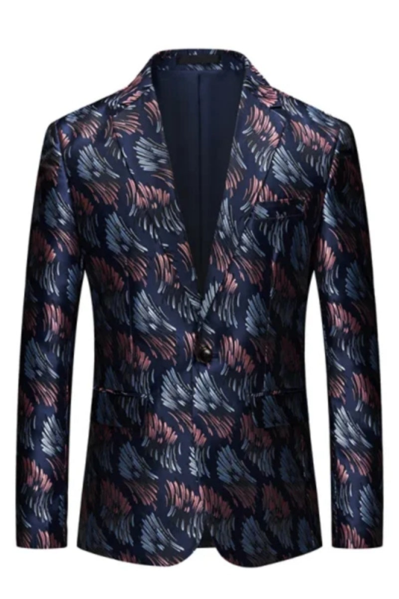 Mens Jacquard Single Button Fashion Jacket
