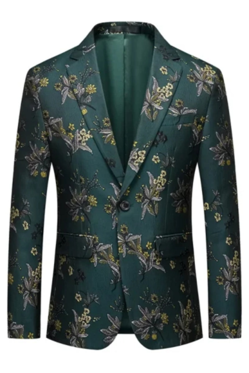 Floral Jacquard Single Button Blazers For Men