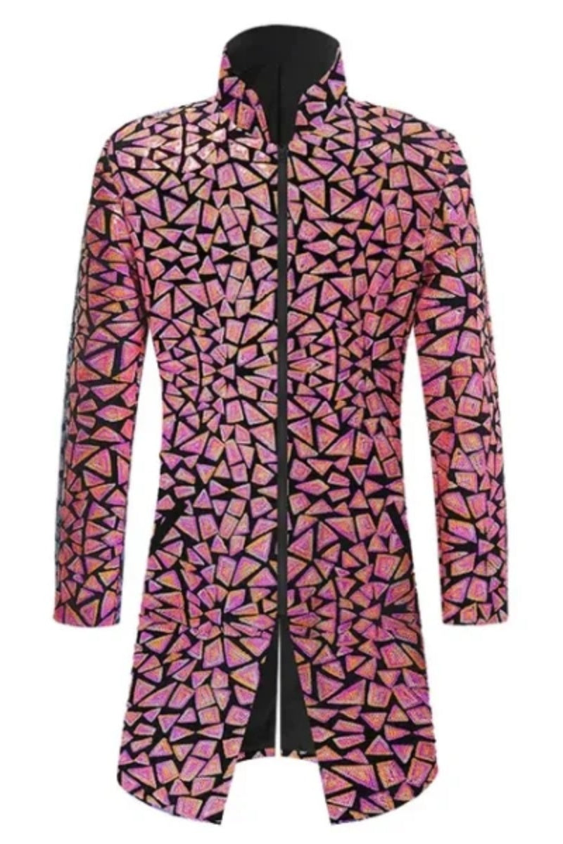 Stylish Triangle Sequin Men's Stand Collar Blazers