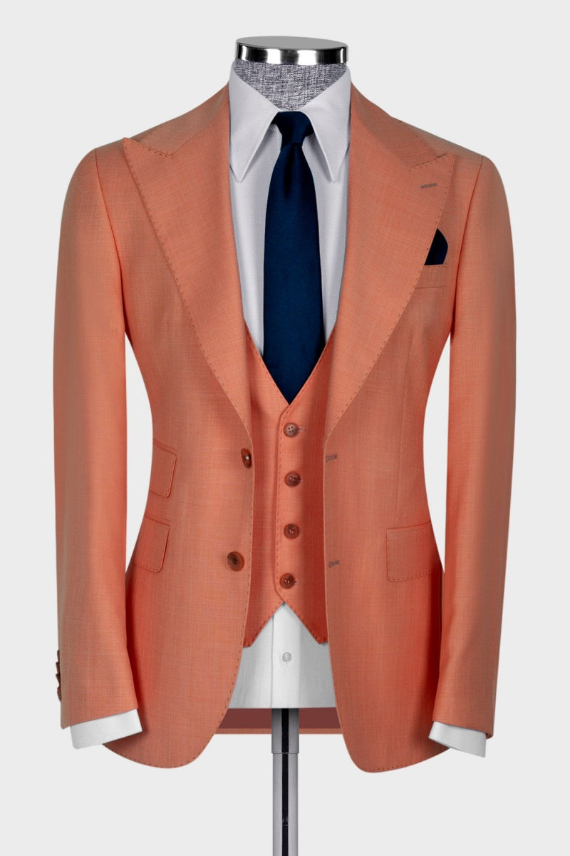New Set Coral 3 Pieces Glamorous Men Prom Suits
