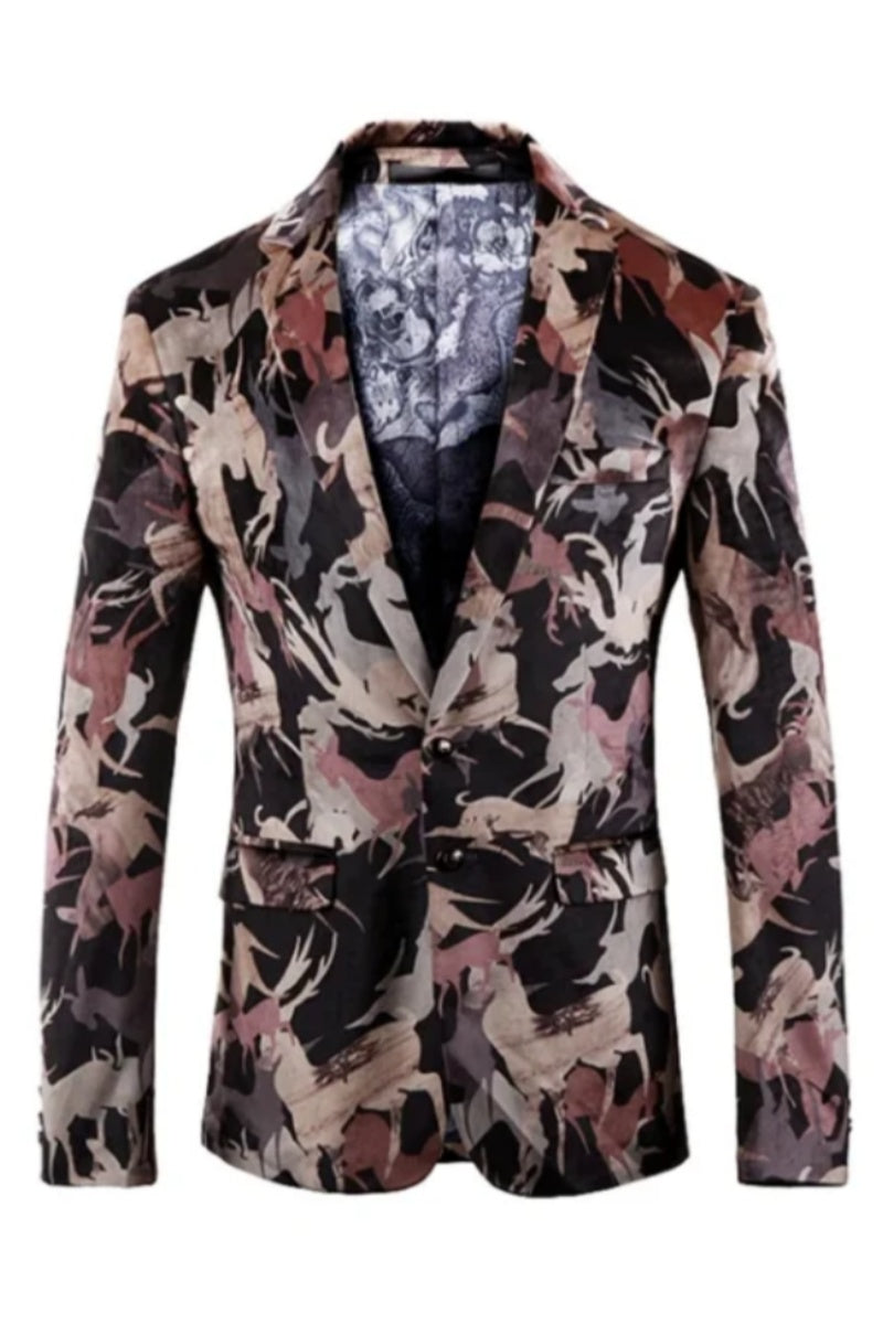 Leopard 3D Digital Print Slim Fit Blazers For Men