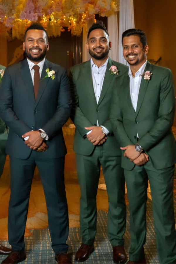 Green New Arrival Notched Lapel Wedding Groomsmen Suits