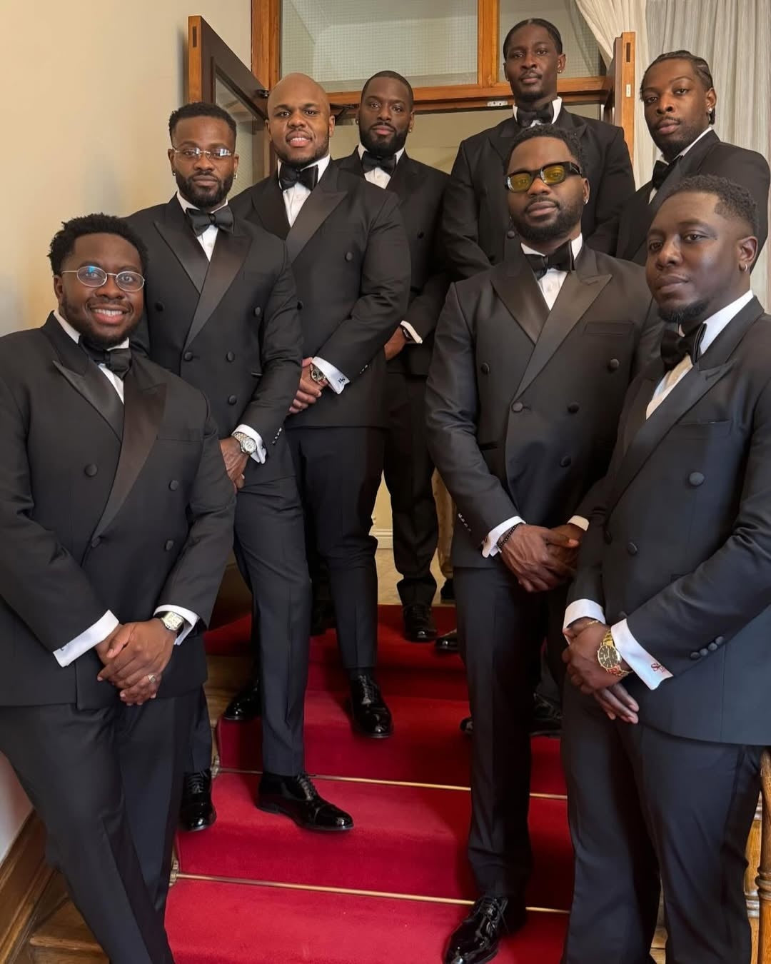 Modern Black Peaked Lapel Double Breasted Wedding Groomsmen Suits
