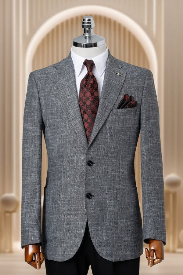 Modern Dark Gray Notch Lapel Business Suits For Men