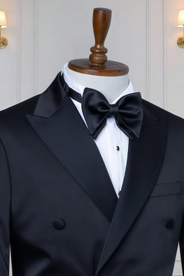Bespoke Black Double Breasted Best Fitted Wedding Suits