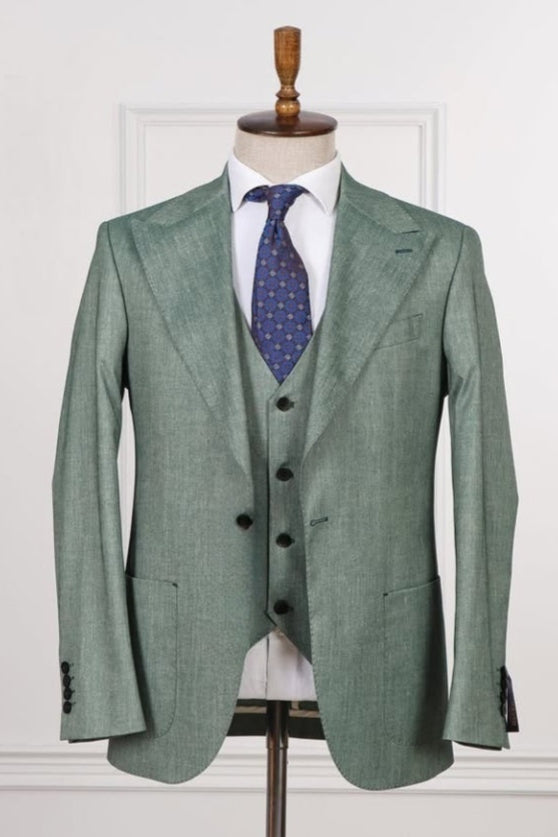 Glamorous Light Grayish-green 3 Pieces Business Suits For Men