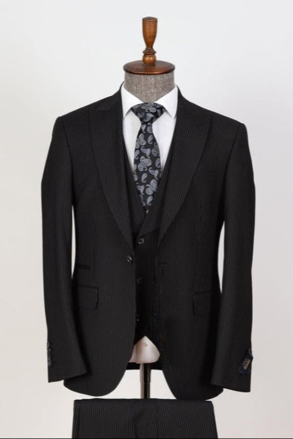 Fashion Black Pinstripe Classic Formal Suits For Men