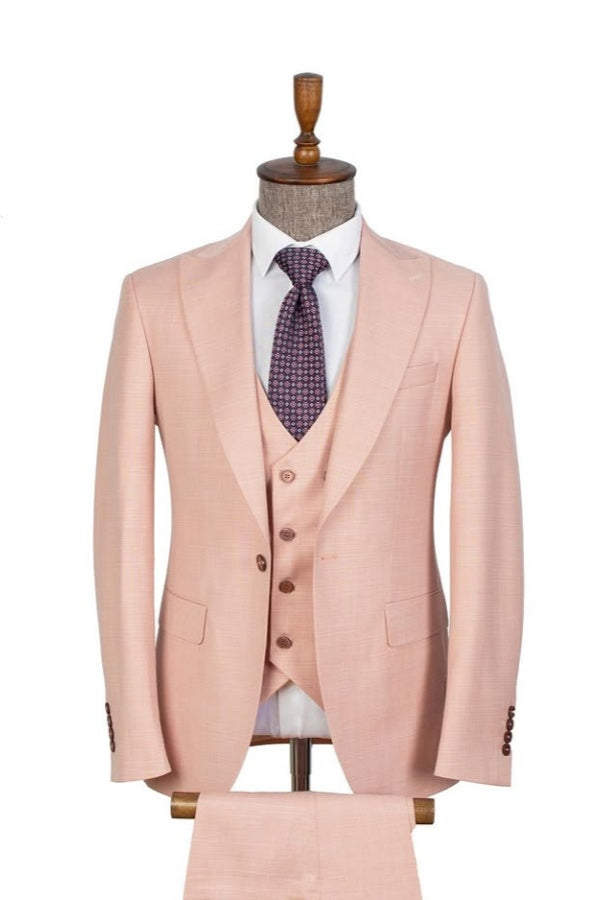 Fancy Pink 3 Pieces Slim Fit Formal Suits For Men