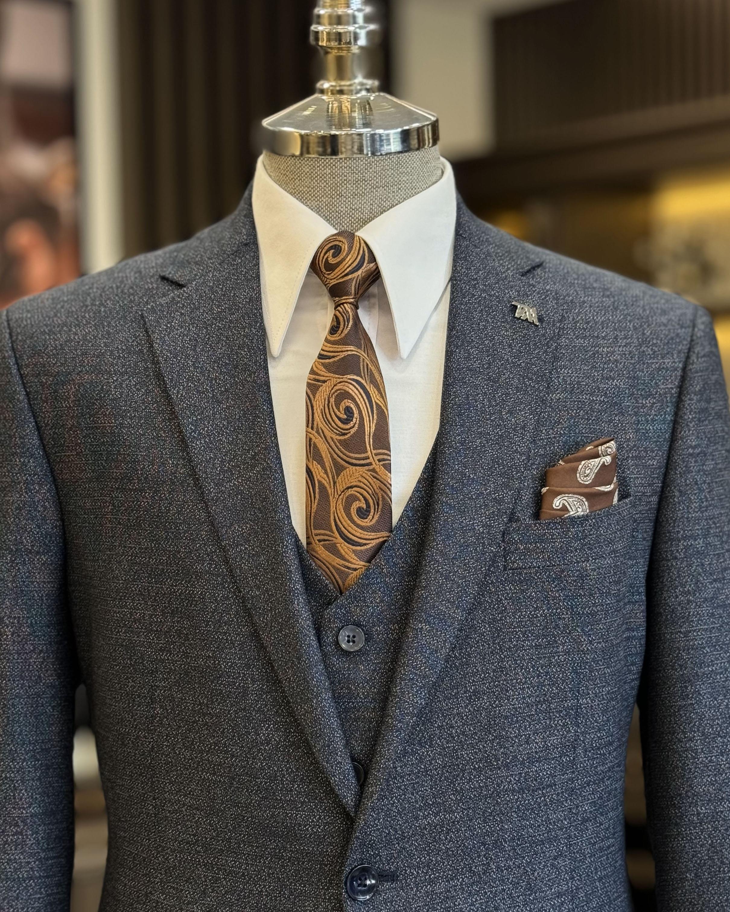 Modern Dark Gray 3 Pieces Slim Fit Men Suits