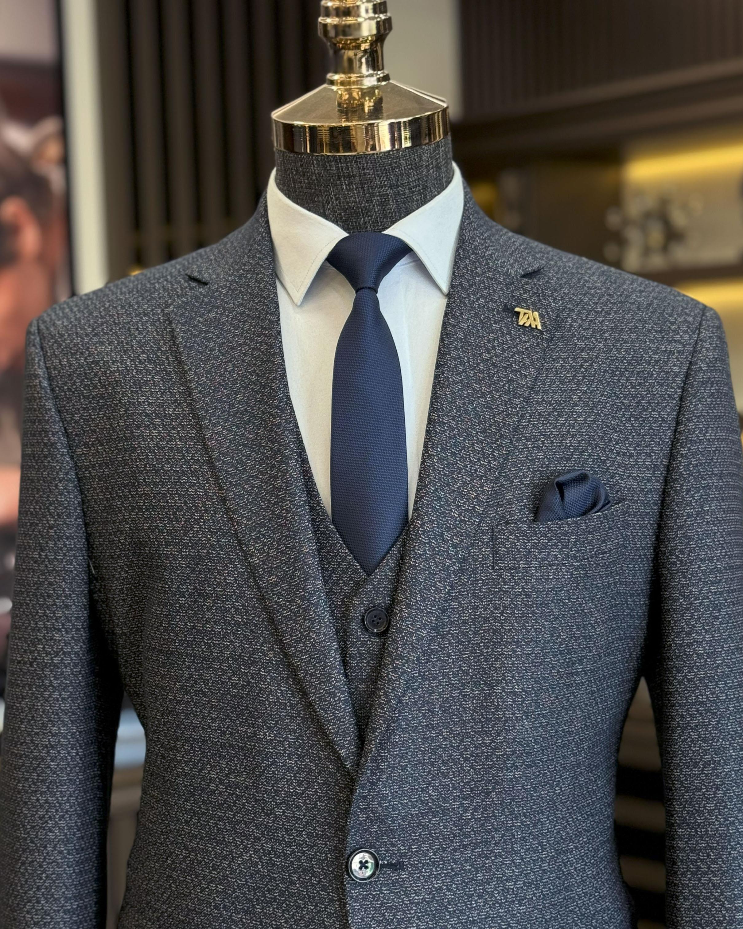 New Arrival Dark Gray Plaid 3 Pieces Formal Suits For Men