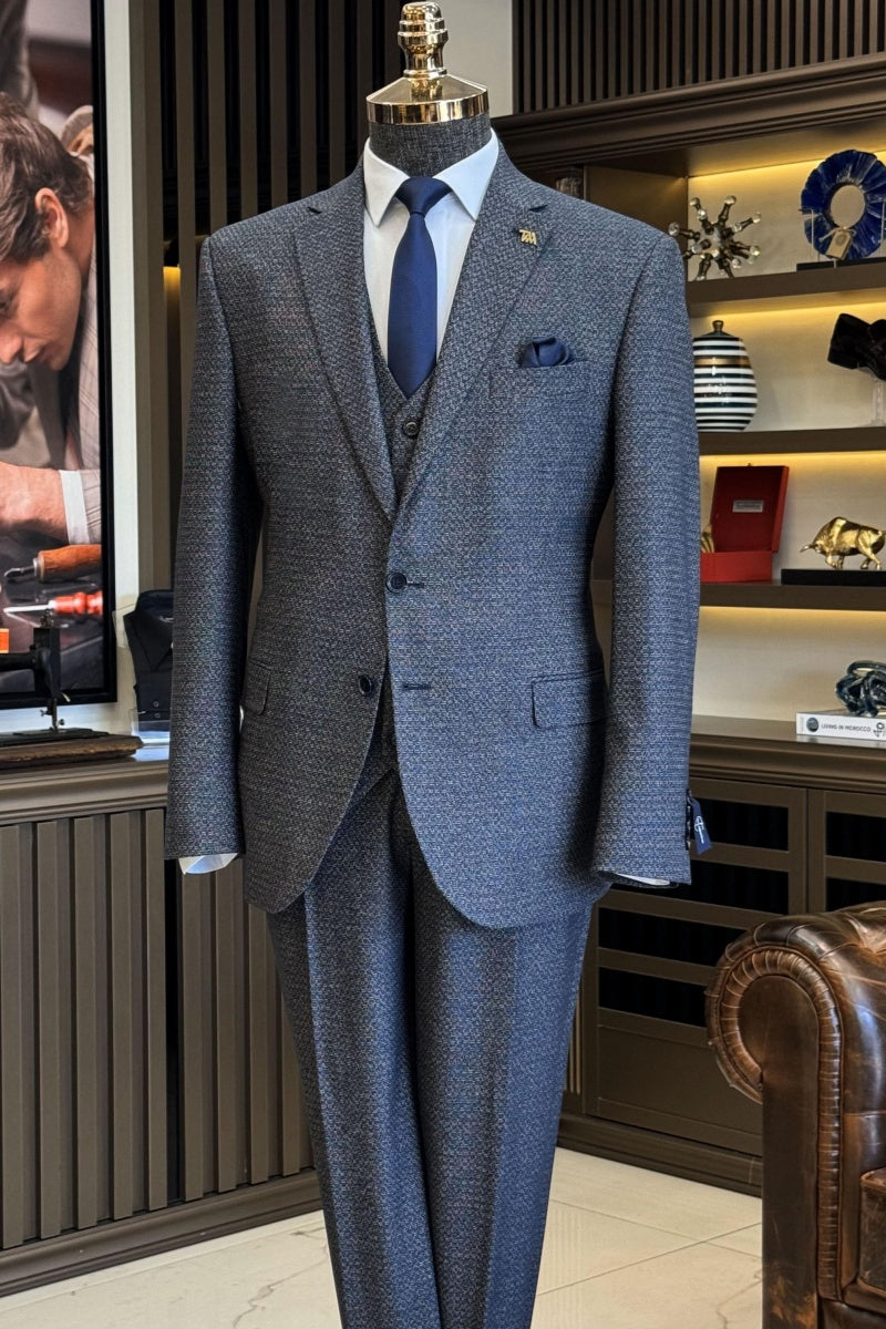 New Arrival Dark Gray Plaid 3 Pieces Formal Suits For Men