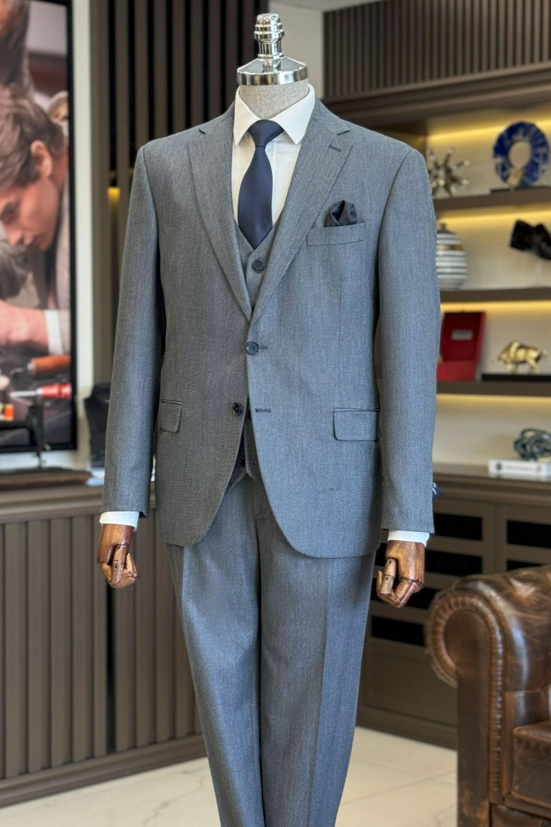 Chic Gray 3 Pieces Business Suits For Men
