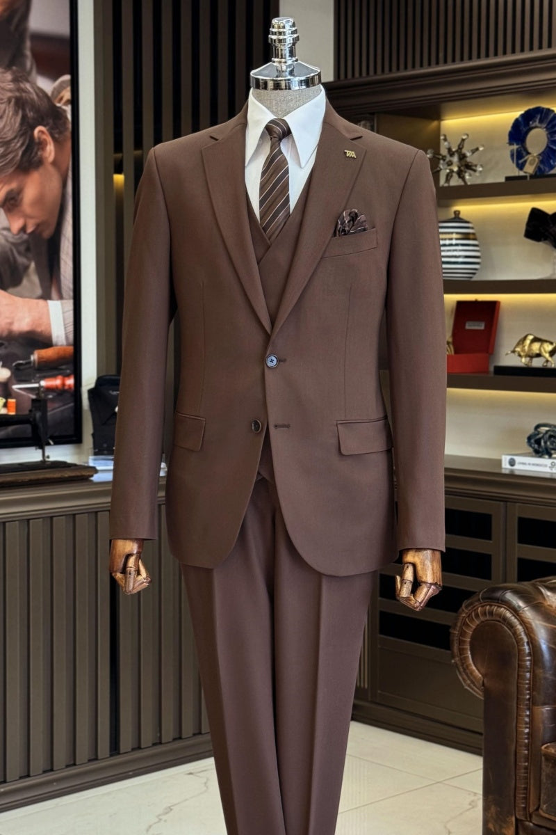 Modern Dark Brown 3 Pieces Men’s Business Suits