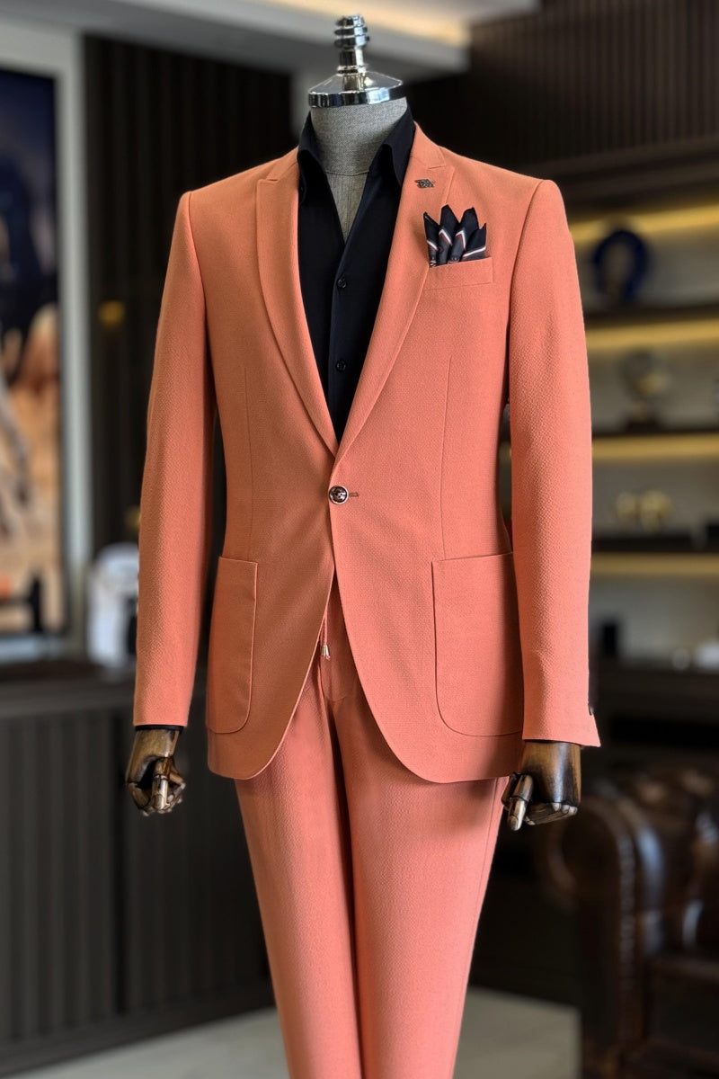 Stylish Pink One Button Men’s Prom Men Suits