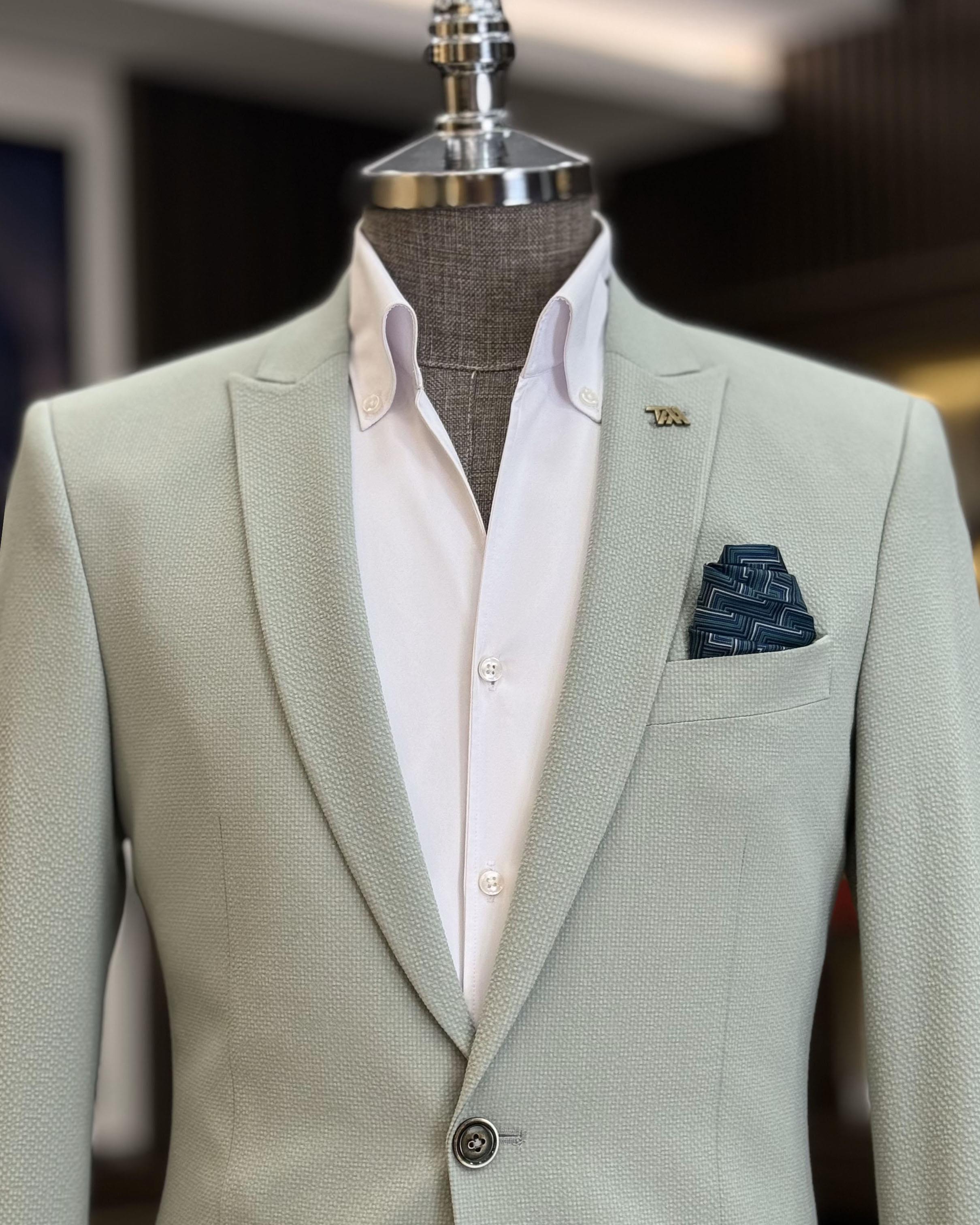 Fashion Light Green Close Fitting Men’s Prom Suits
