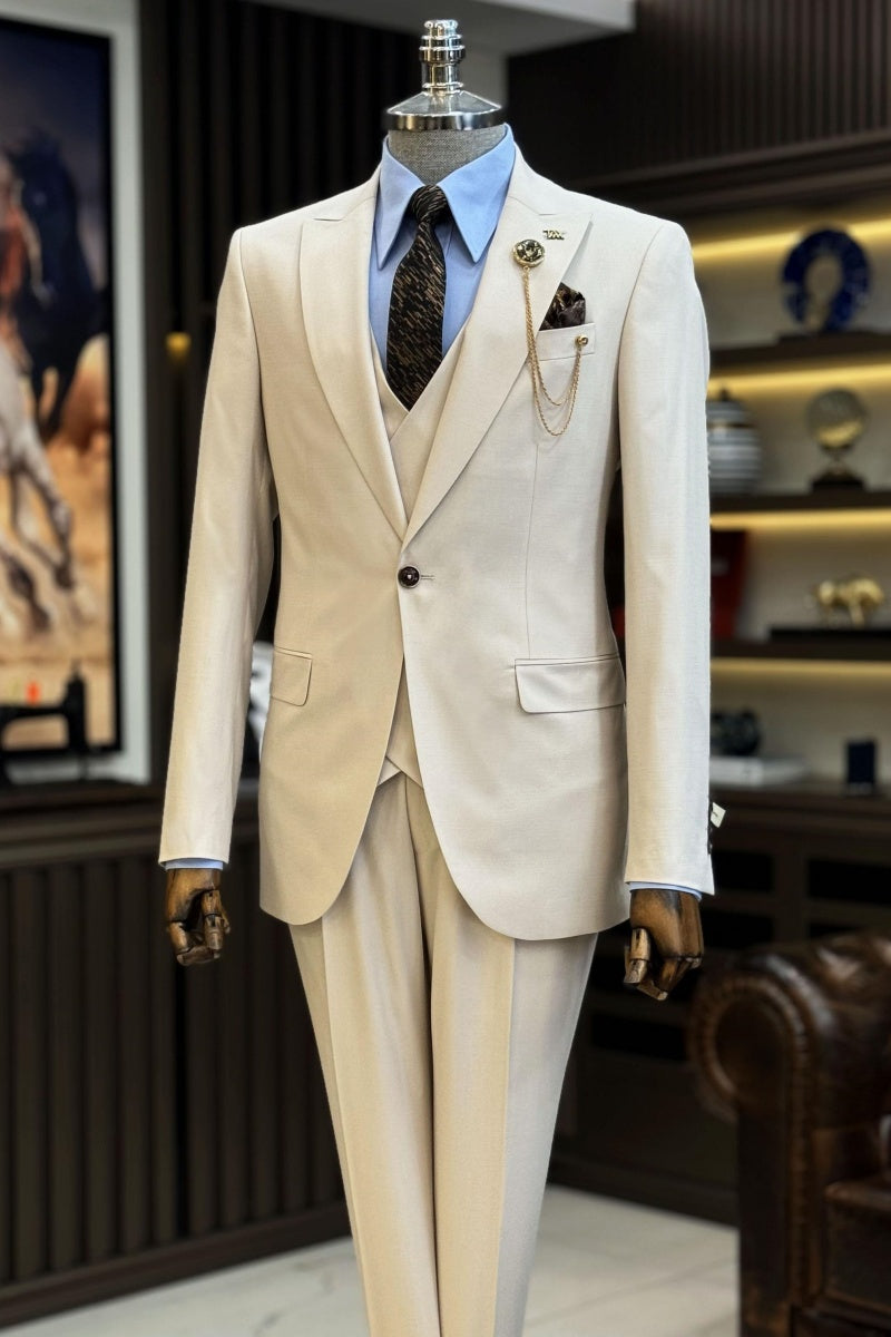 Glamorous Off-White 3 Pieces Formal Suits For Men