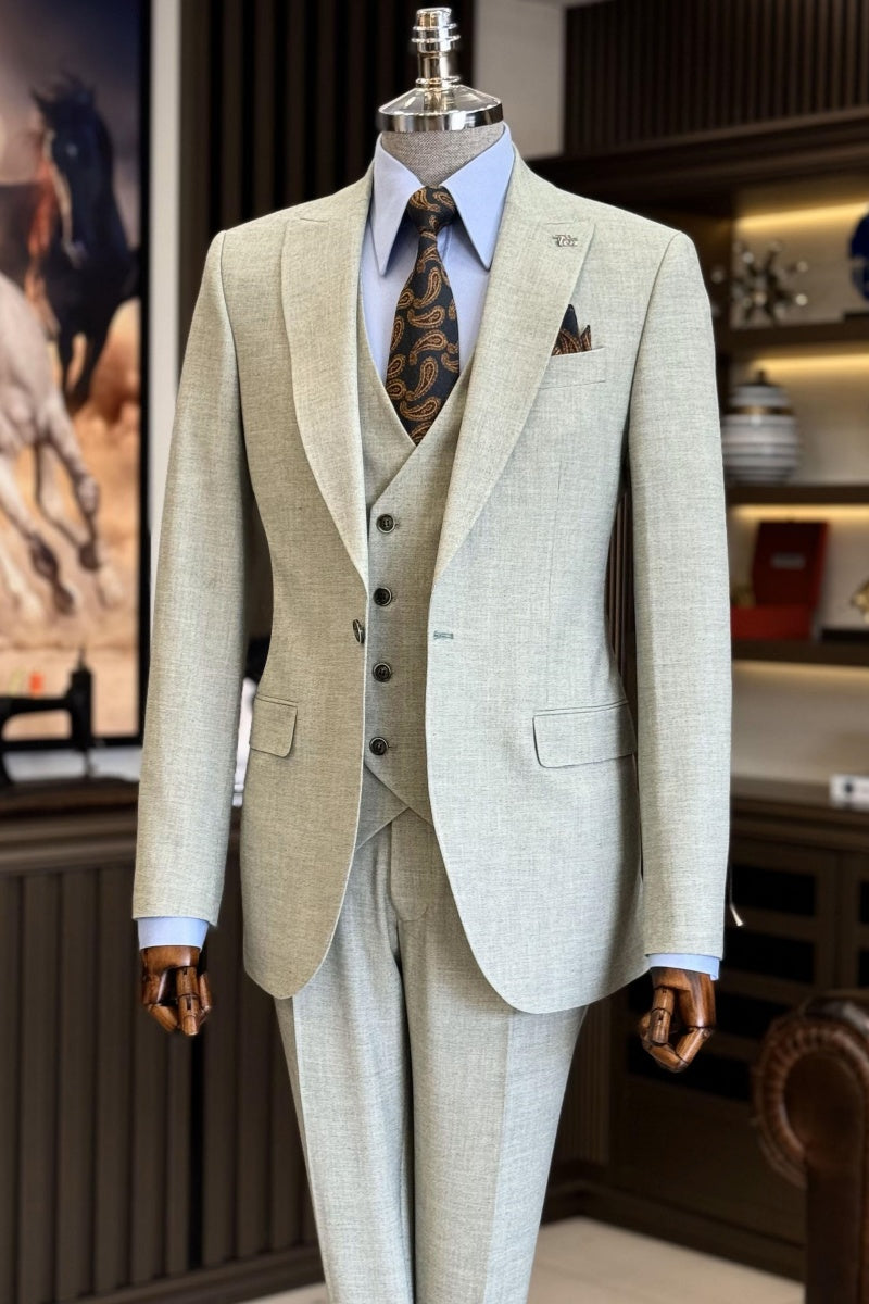 Classic Light Gray Formal Suits For Men With Waistcoat