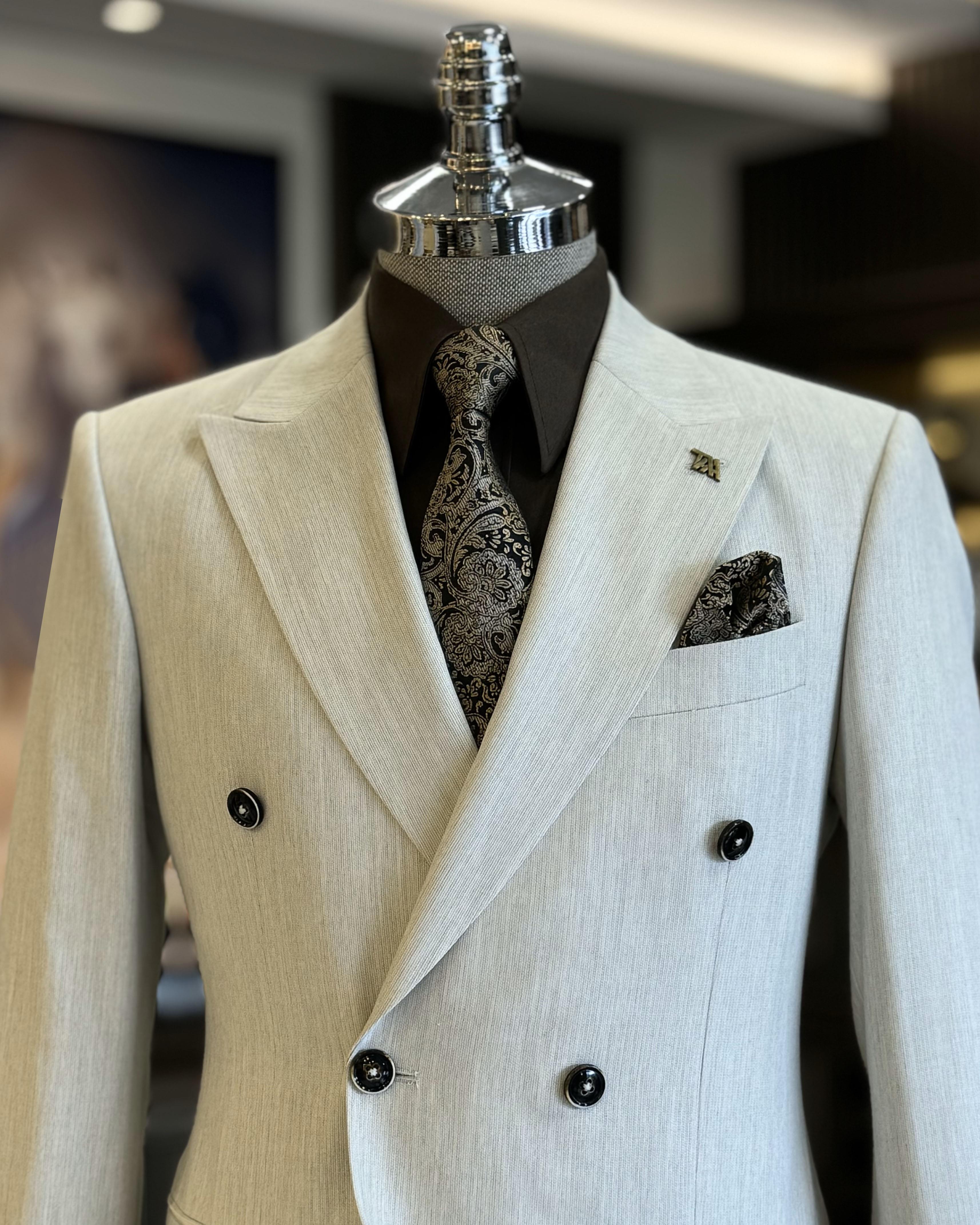 New Arrival Off-White Double Breasted Slim Fit Men’s Business Suits