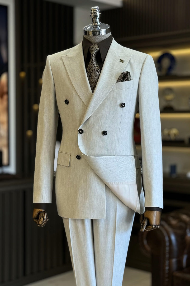 New Arrival Off-White Double Breasted Slim Fit Men’s Business Suits