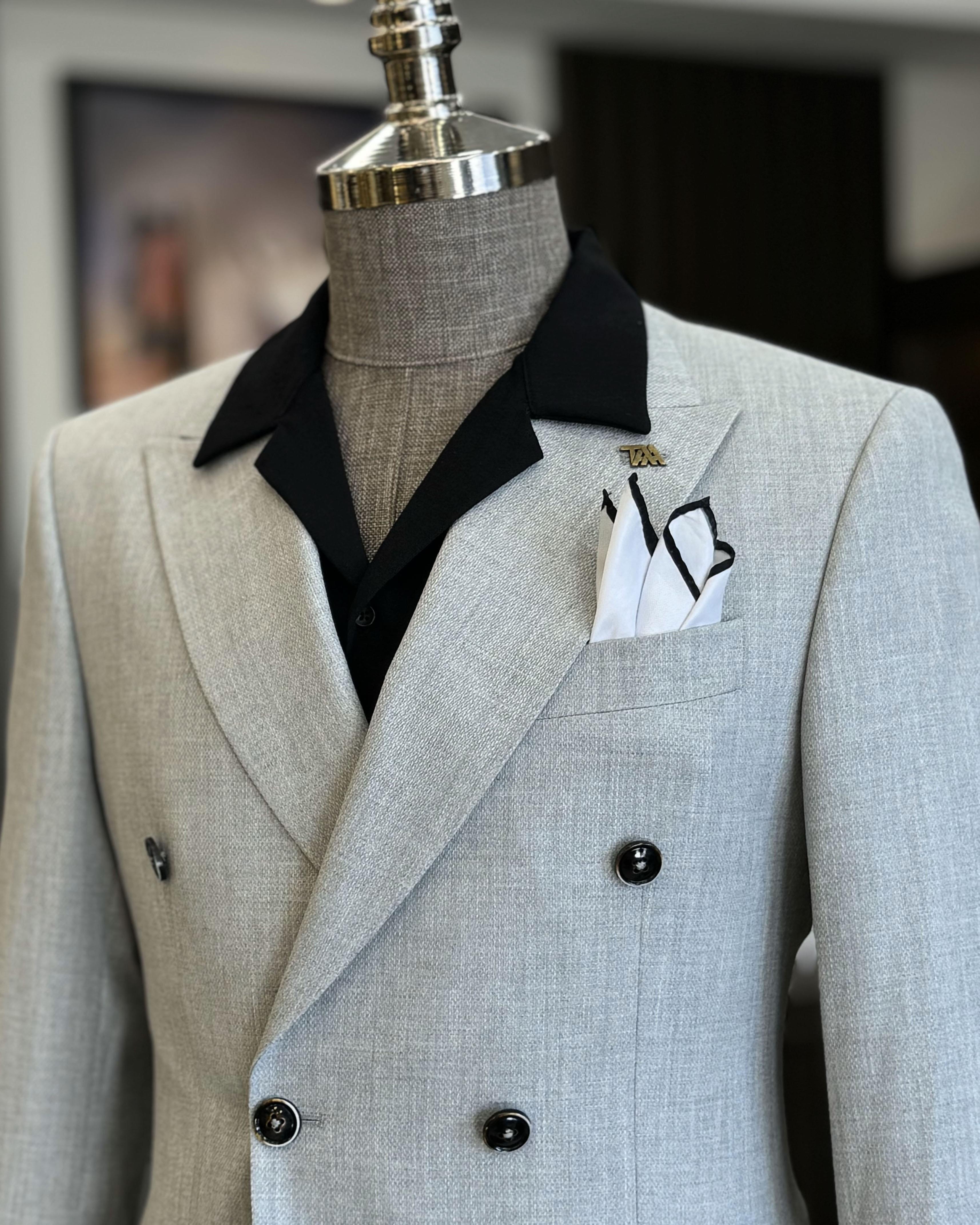 Newest Light Gray Double Breasted Men’s Business Suits