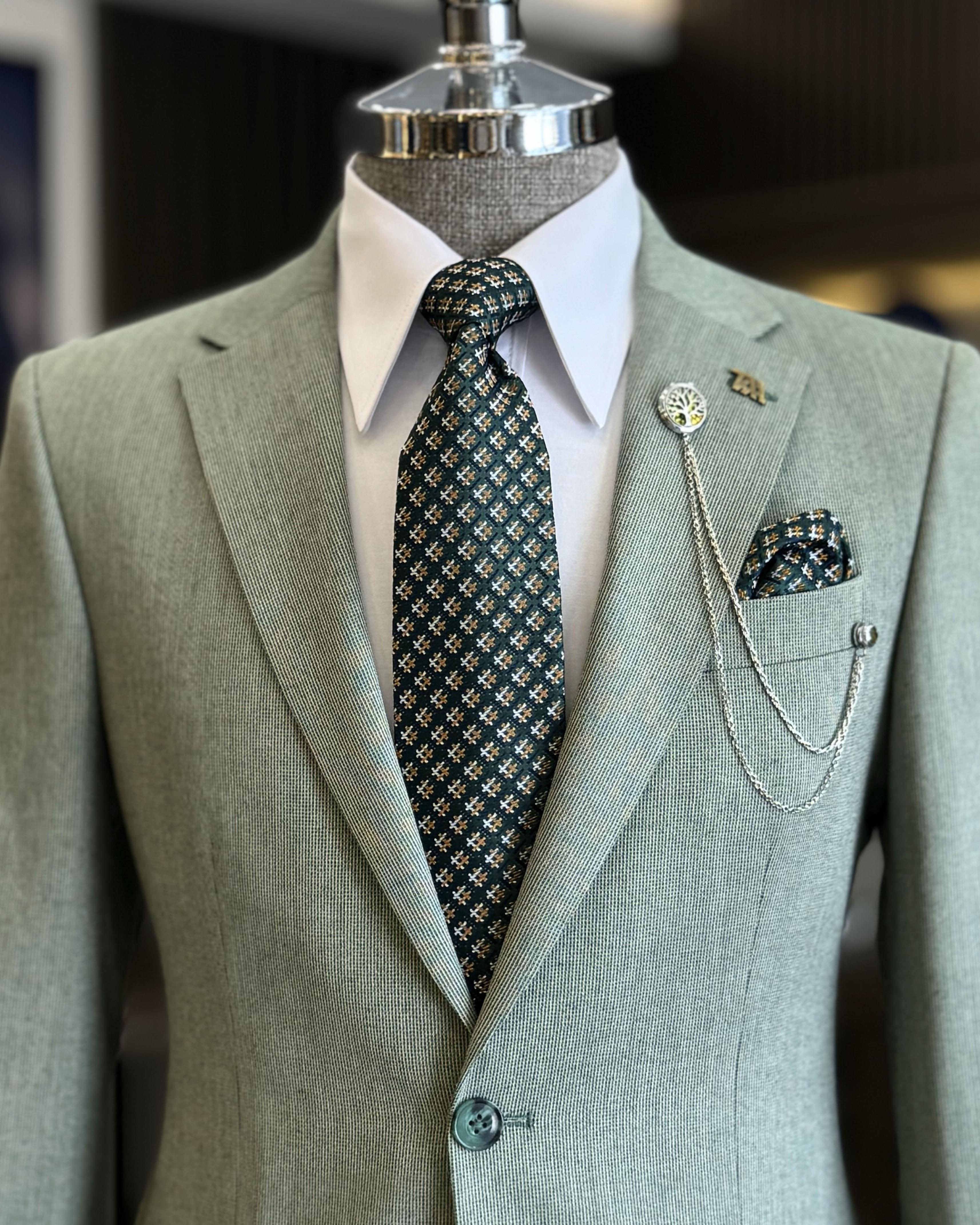 Stylish Light Green Notched Lapel Men’s Prom Suits