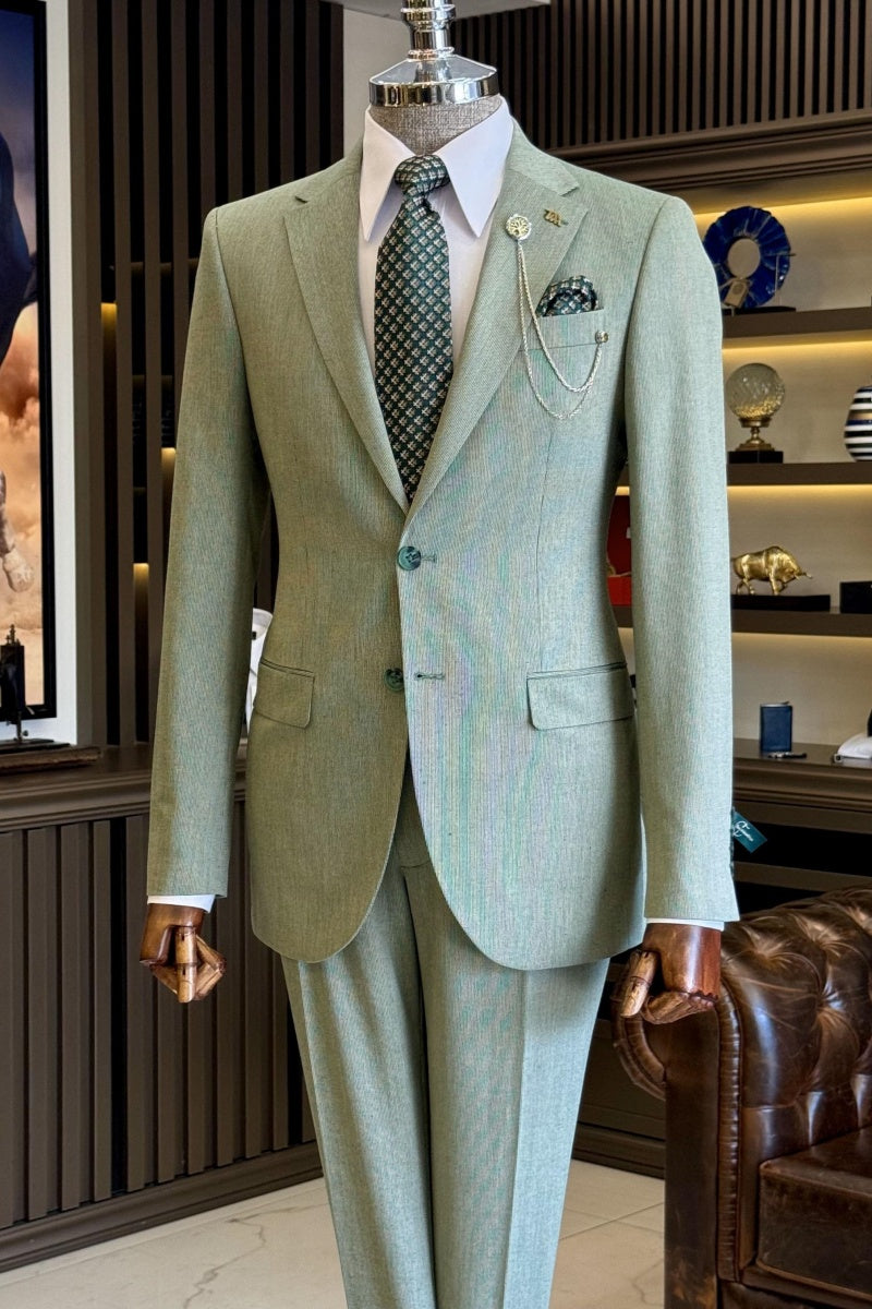 Stylish Light Green Notched Lapel Men’s Prom Suits
