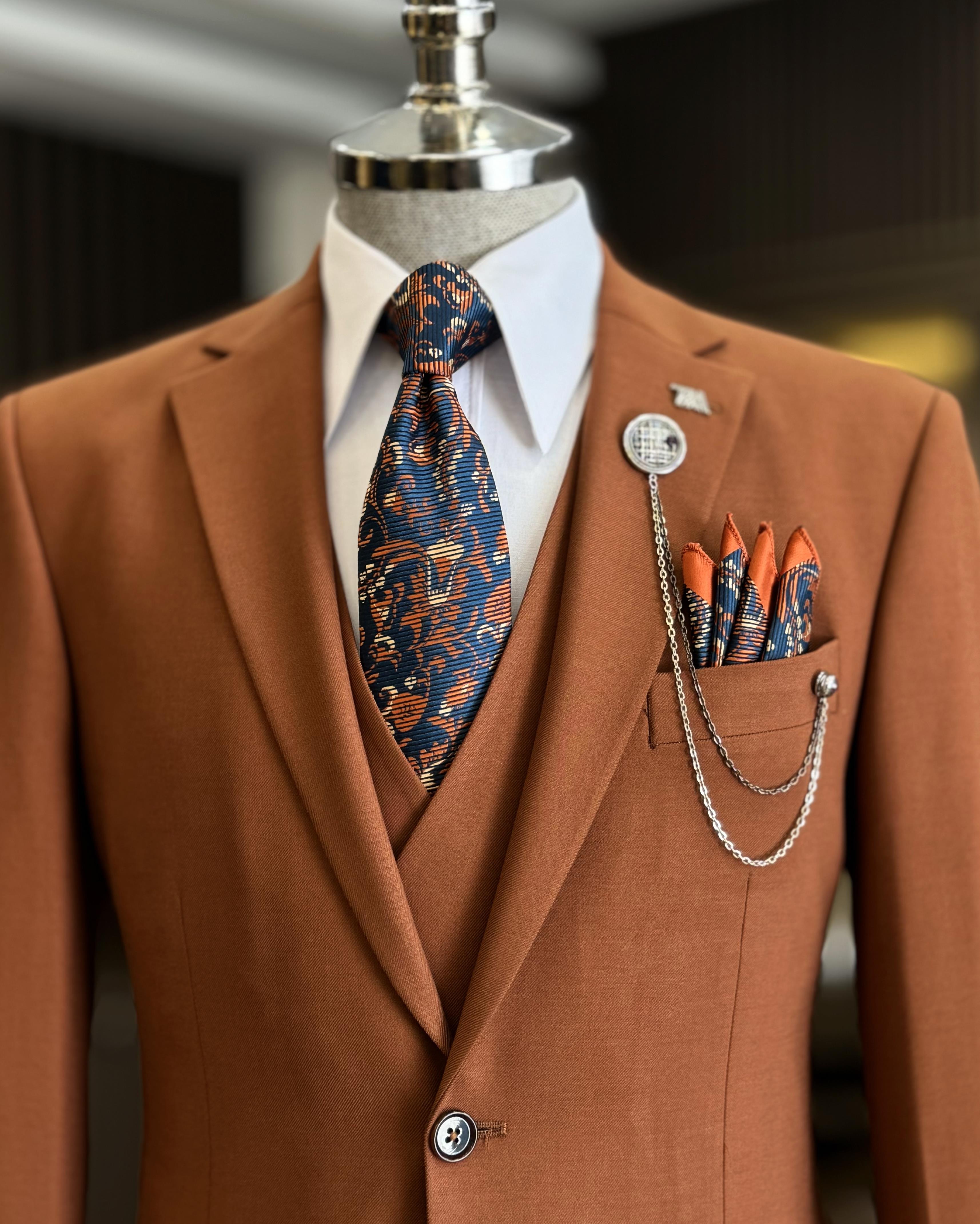 Stylish Camel Brown Notched Lapel Men’s Prom Suits