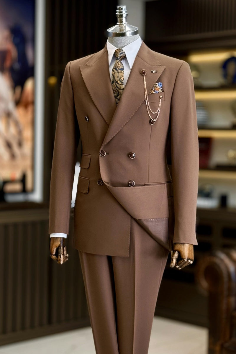 Modern Brown Newest Double Breasted Men’s Prom Suits