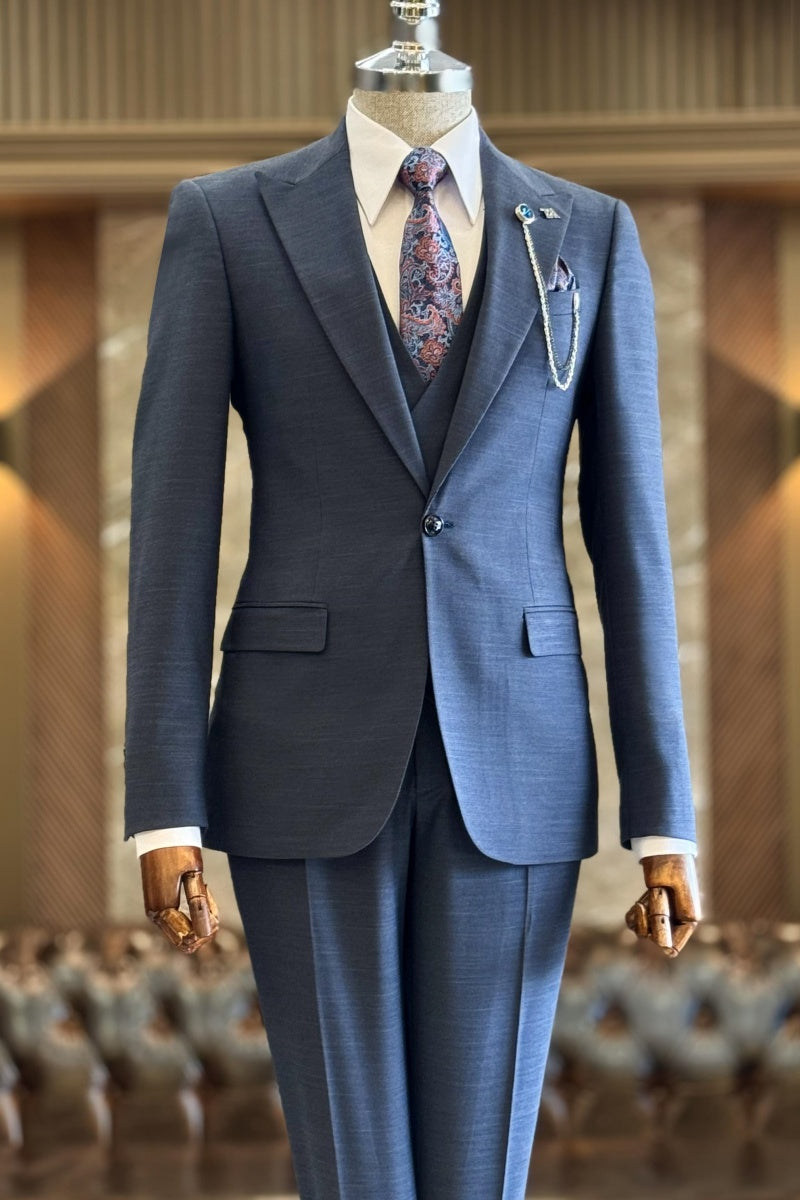 Stylish Blue Newest 3 Pieces Men Formal Suits
