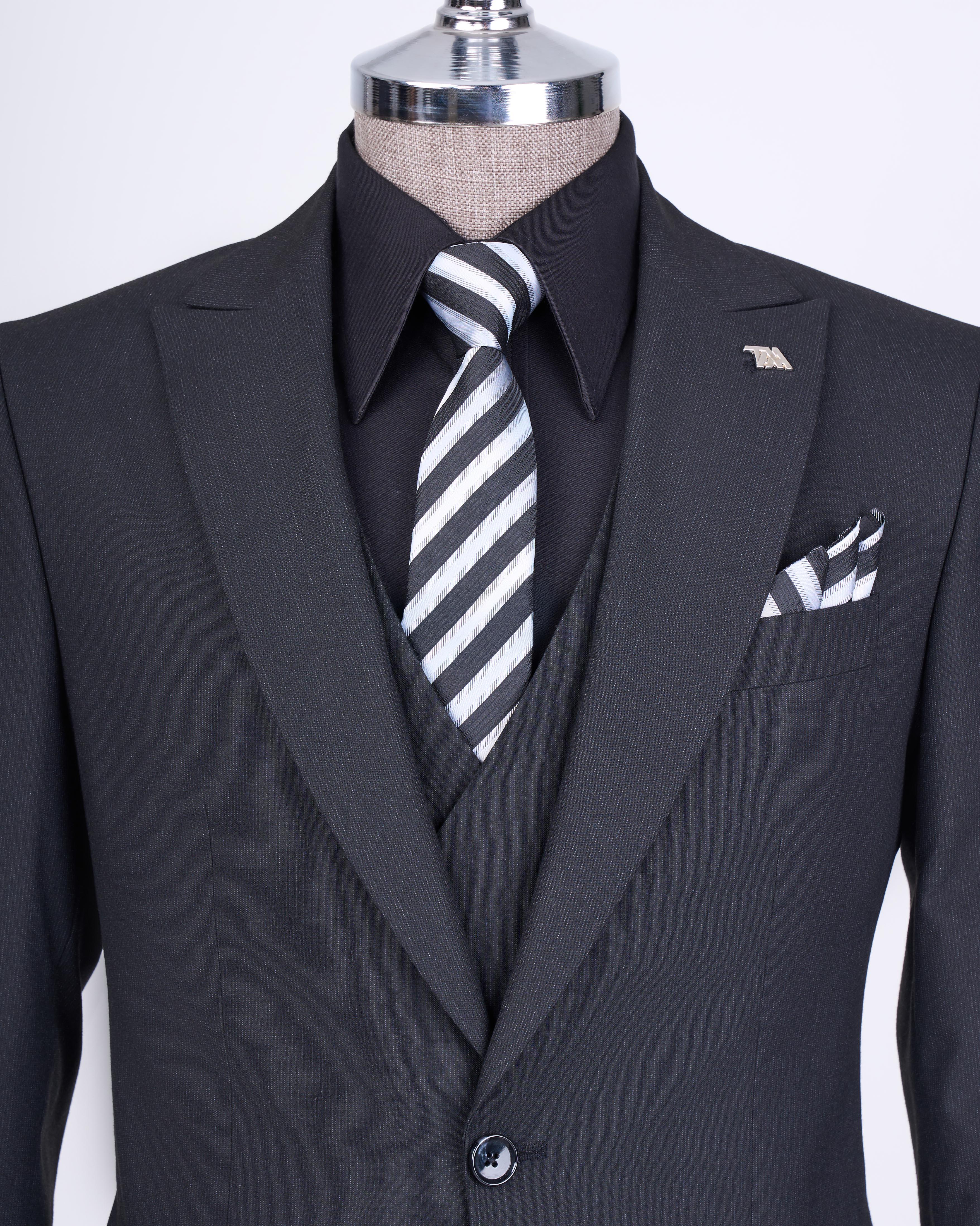 Glamorous Dark Gray Close Fitting Business For Men With Waistcoat