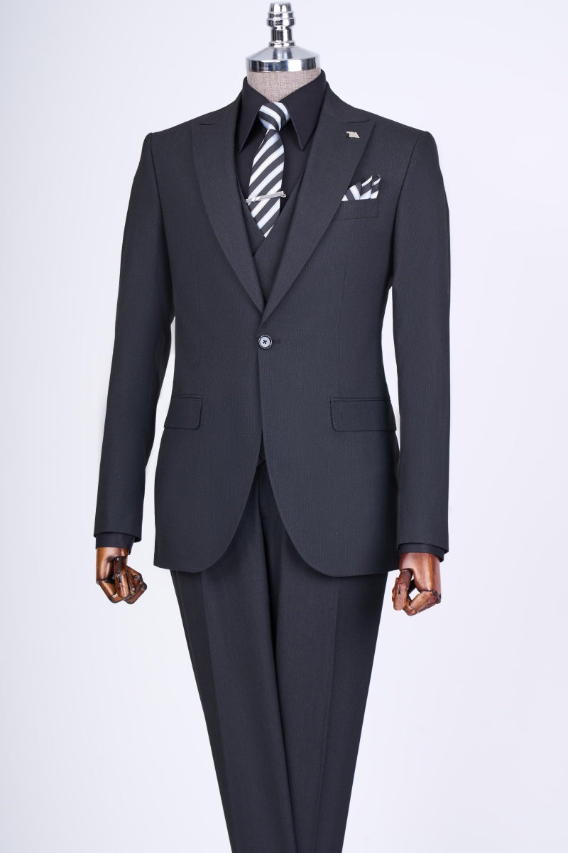 Glamorous Dark Gray Close Fitting Business For Men With Waistcoat