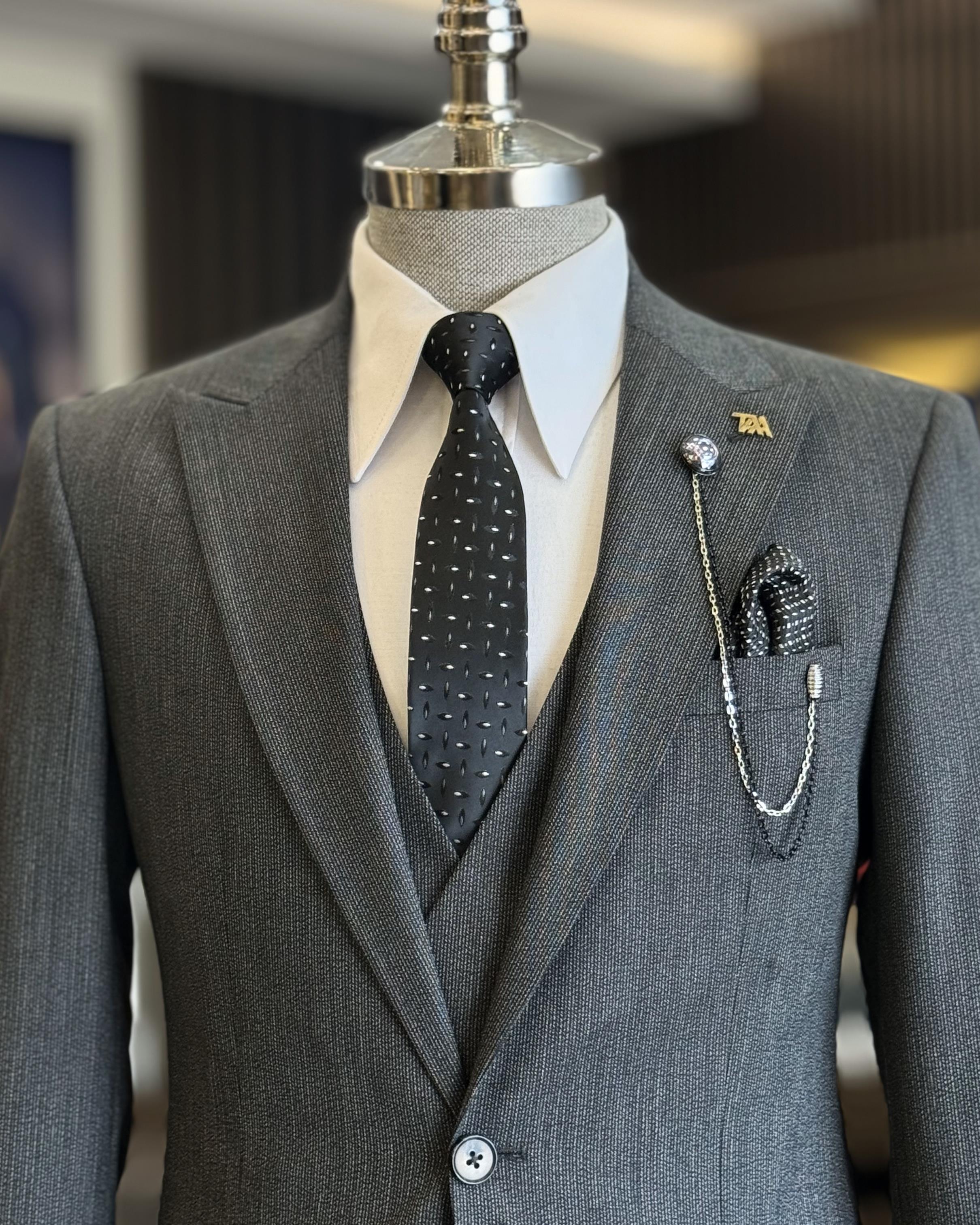 Gray Newest Bespoke Slim Fit Men Suits With Waistcoat In Stock