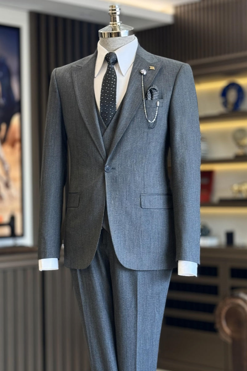 Gray Newest Bespoke Slim Fit Men Suits With Waistcoat In Stock
