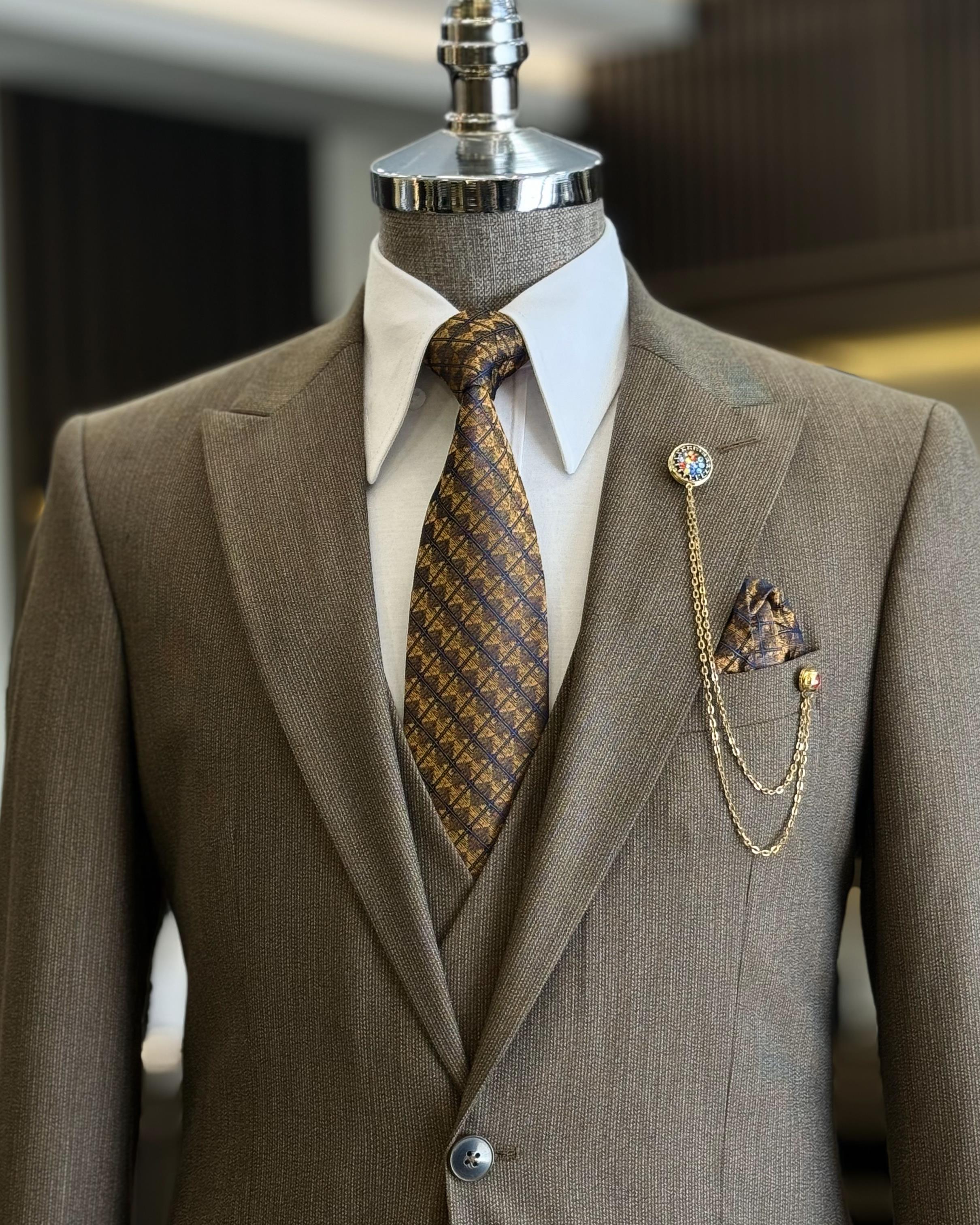 Glamorous Brown Newest 3 Pieces Men's Formal Suits