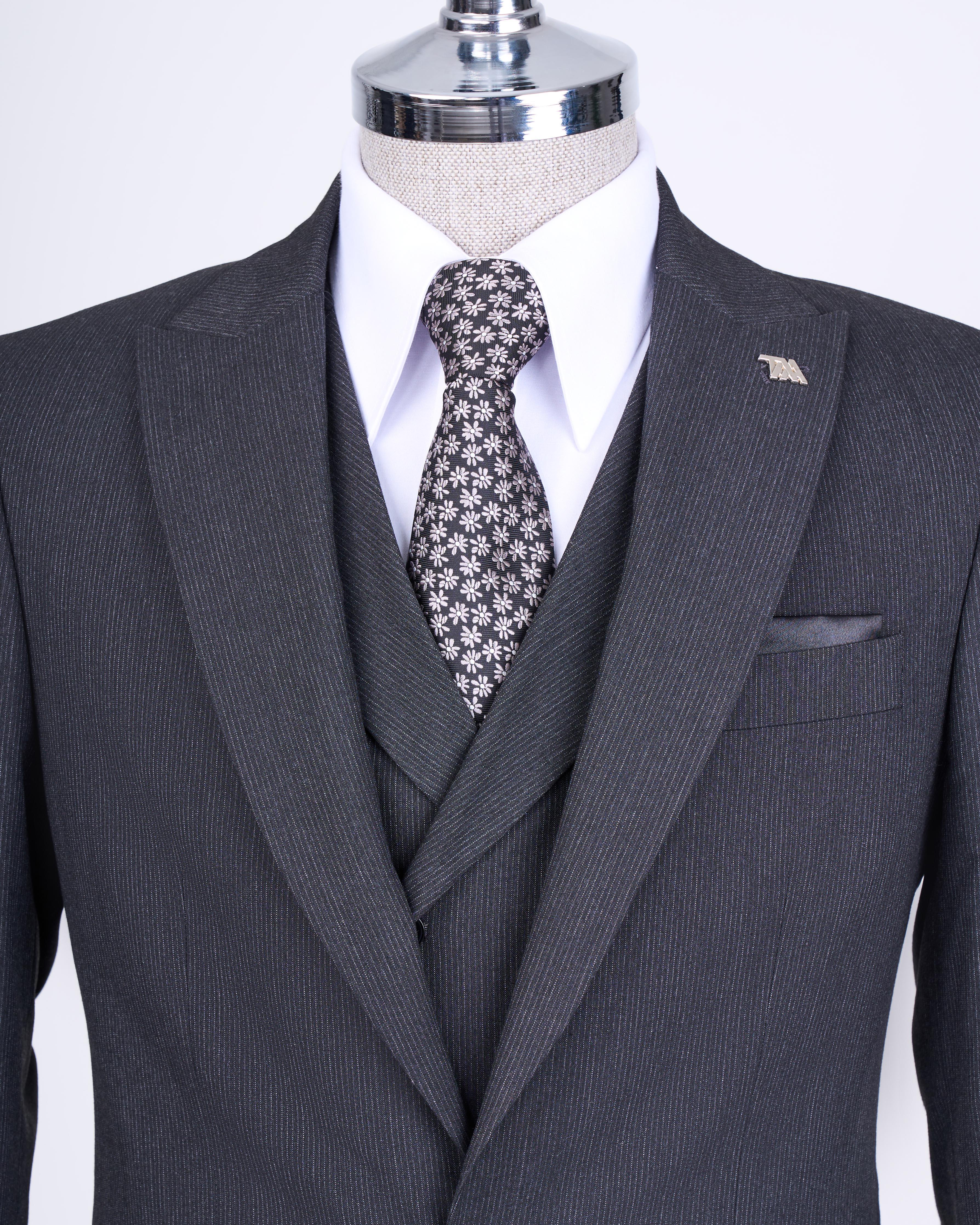 New Set Dark Gray 3 Pieces Close Fitting Formal Suits