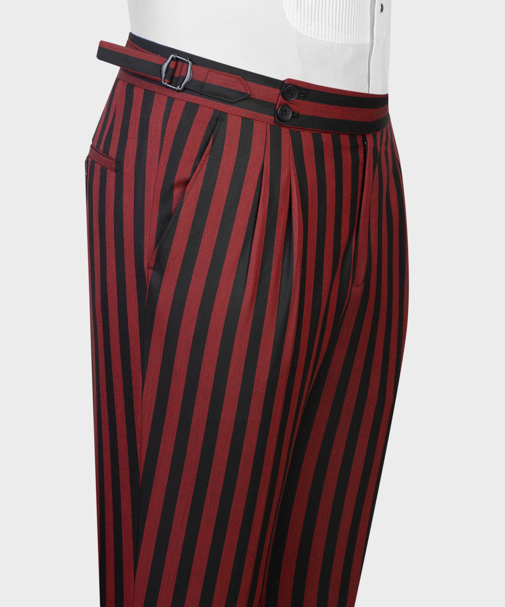 Chic Black And Red Stripe Notched Lapel Slim Fit Prom Suits