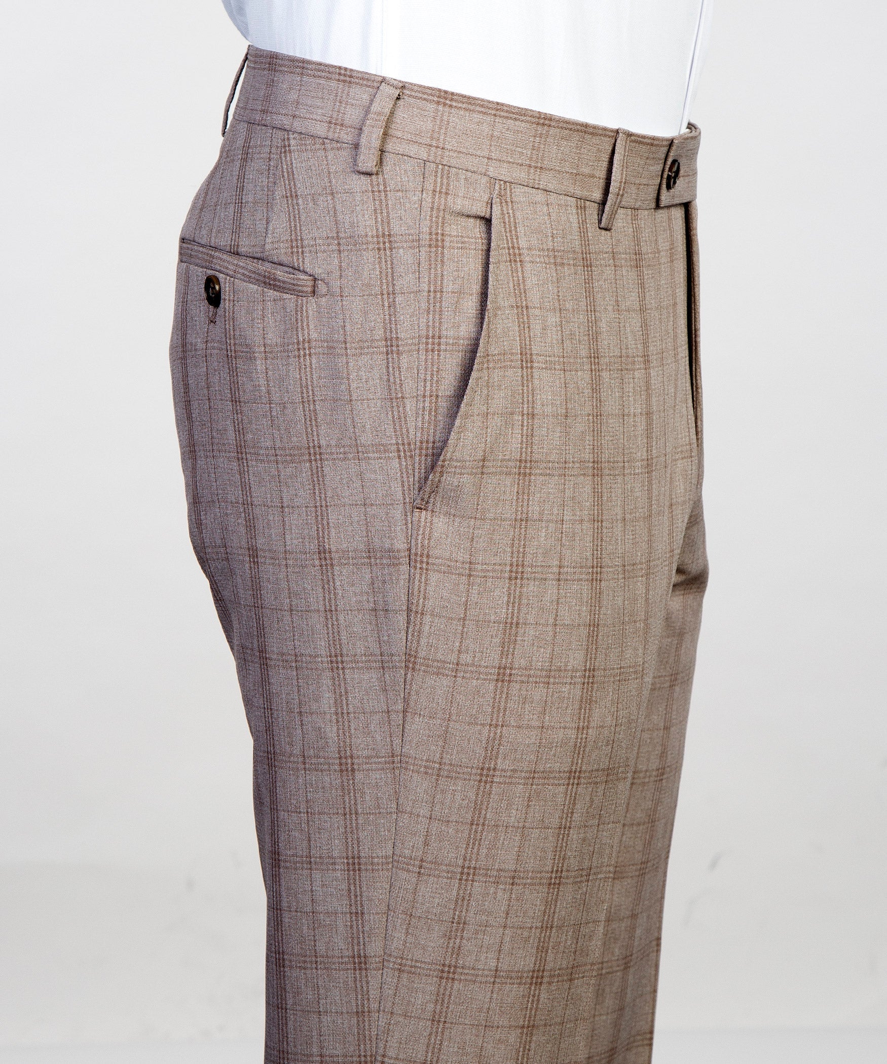 Khaki Brown Plaid Newest Fashion Prom Suits With Belt