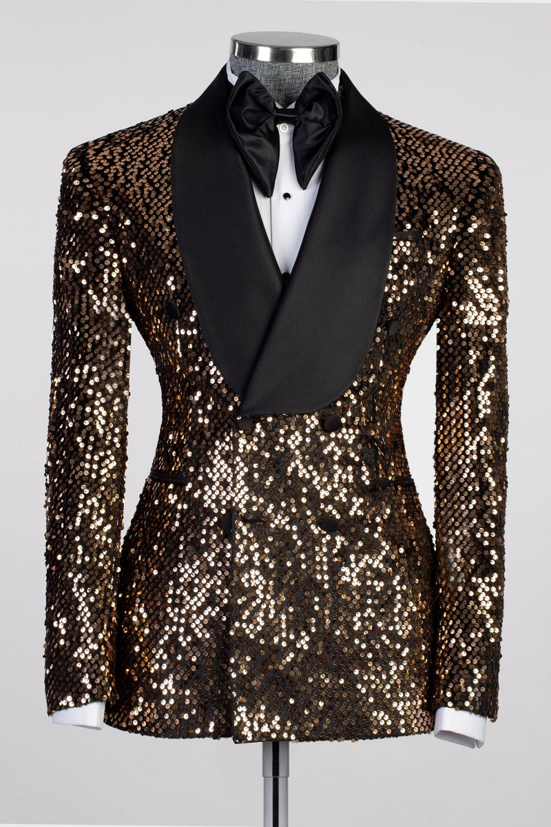 Sparkling Brown Shawl Lapel Newest Prom Suits For Men