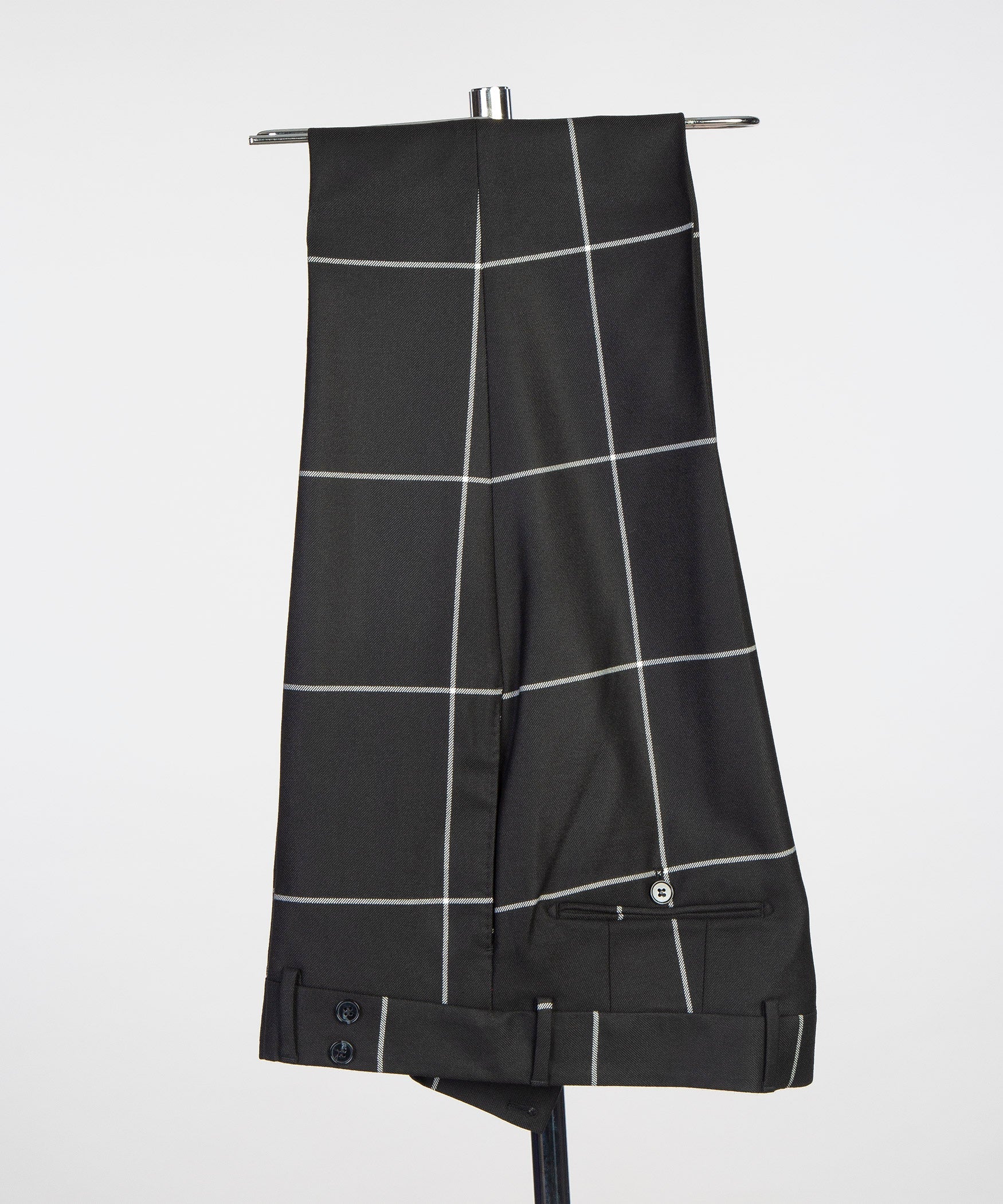 Stylish Black Plaid Double Breasted Slim Fit Prom Suits