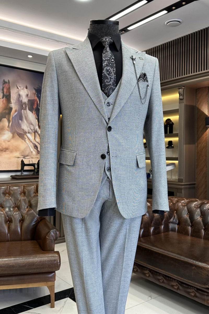 Modern Light Gray 3 pieces Formal Suits For Men