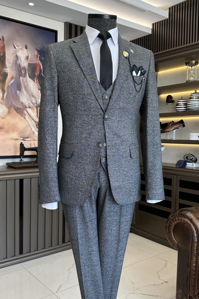Modern Dark Gray 3 pieces Formal Suits For Men