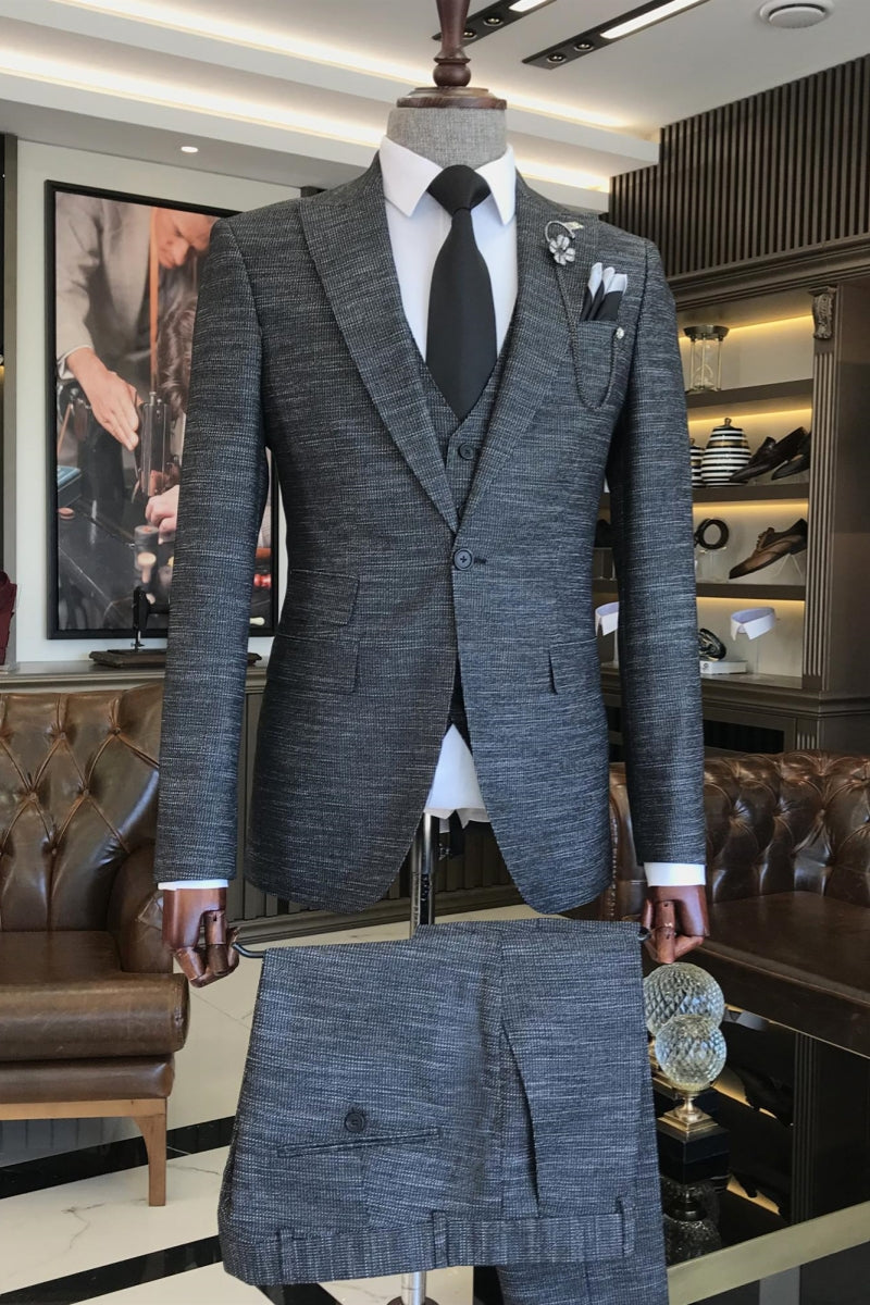 Dark Gray Striped New Arrival Chic Suits For Men