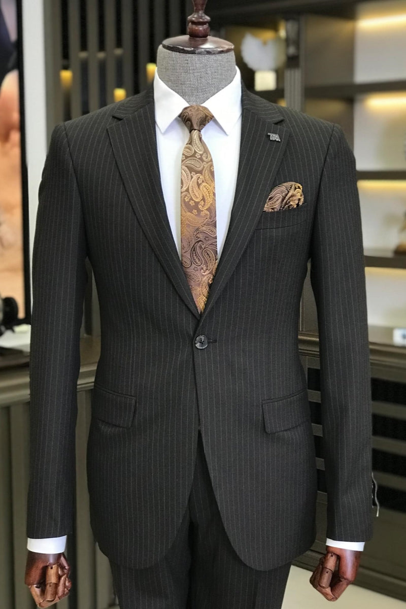 Classic Black Pinstripe Close Fitting Suits